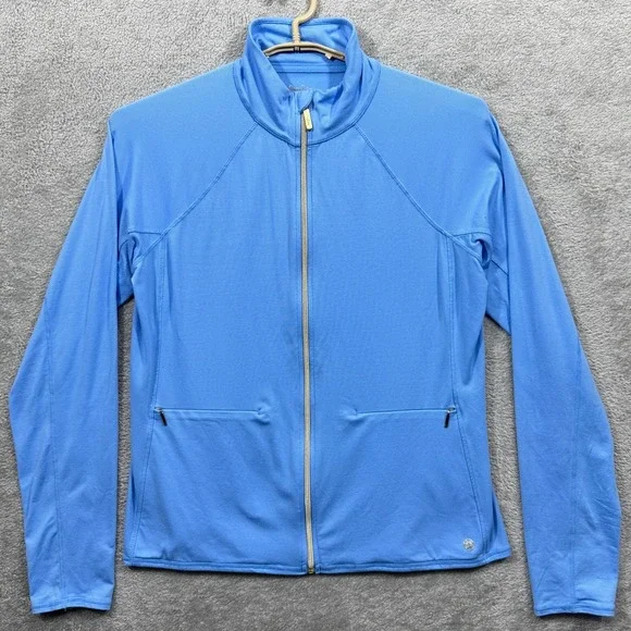 Lilly Pulitzer Kapri Luxletic Jacket Womens XL Blue Feeder Stripe Full Zip Gold‎ - Picture 3 of 10